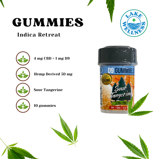 Sour Tangerine Gummies 5 mg (4mg CBD / 1mg D9)