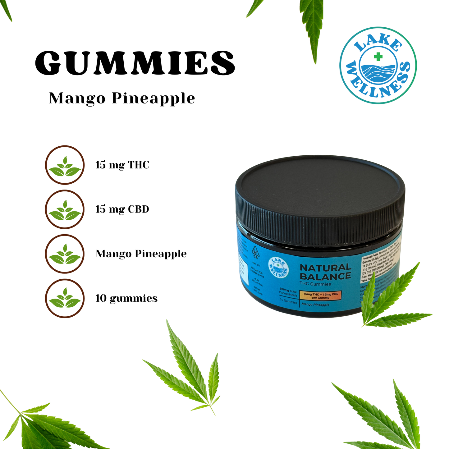 Mango Pineapple 300mg (15mg CBD / 15mg THC) - Perfect Balance