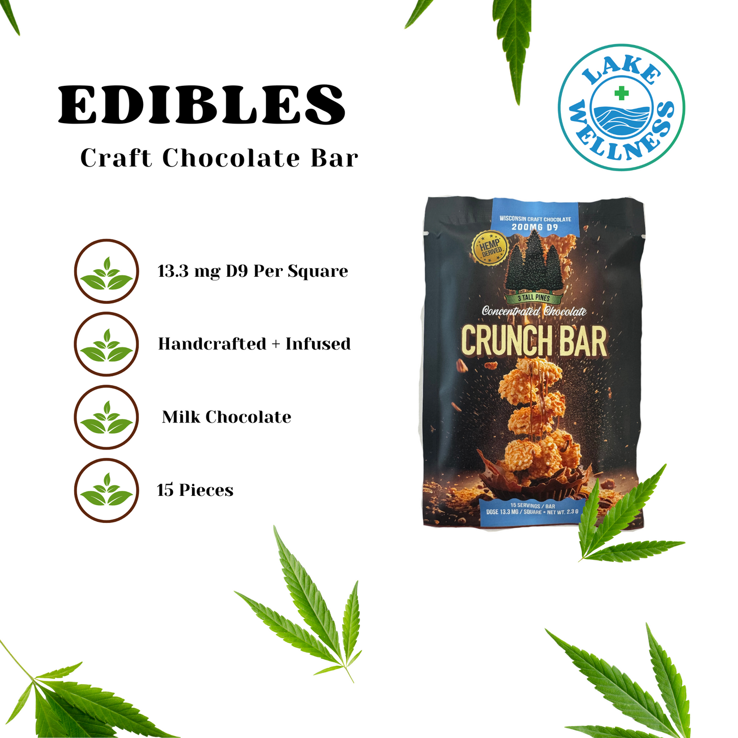 Milk Chocolate Crunch Bar (450mg CBD / 100mg THC)